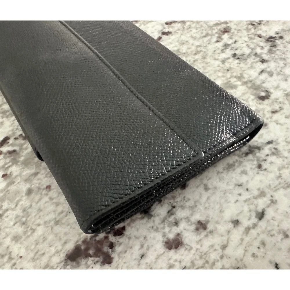 BVLGARI black leather shw long wallet